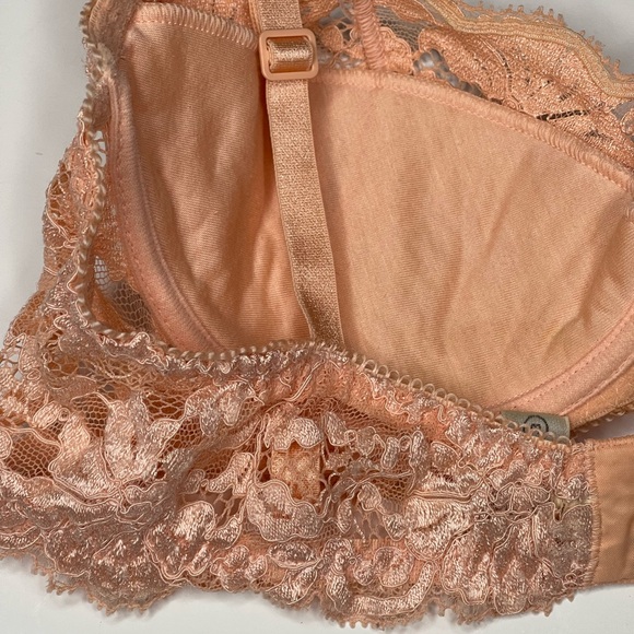 Vintage La Perla 3 Underwire Lined Bra Floral Lace Uplift Orange Cream - Picture 2 of 4